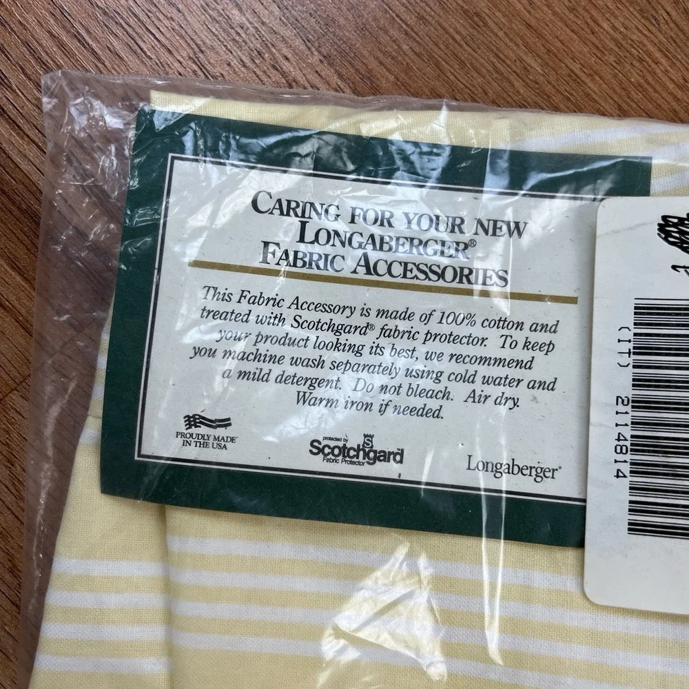 Longaberger Basket Fabric‎ Liner For Small Spoon Basket Buttercup Yellow Stripe